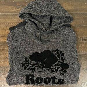 Roots Charcoal Hoodie with Black Beaver Emblem